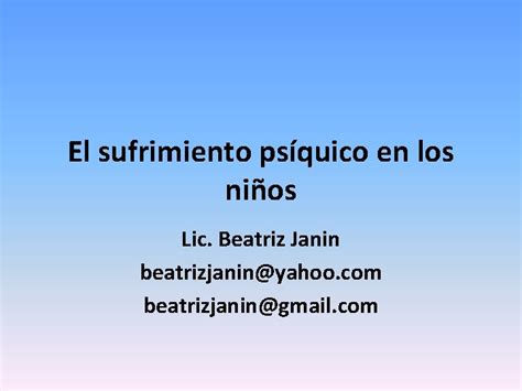 El Sufrimiento Psquico En Los Nios Lic Beatriz