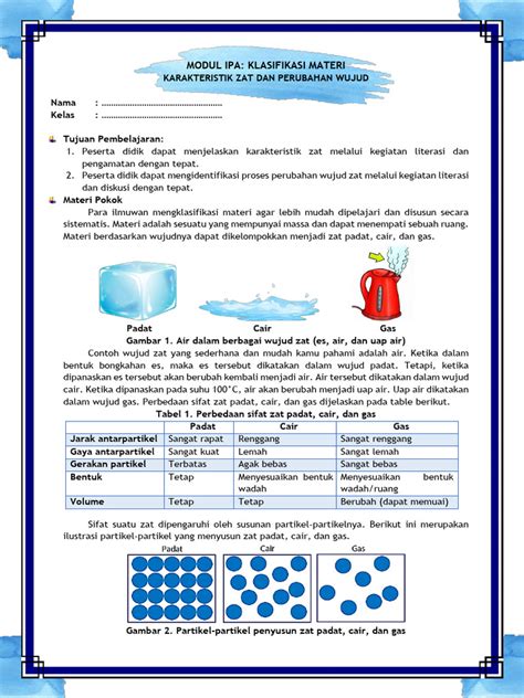 Kd 33 Bagian 1 Karakteristik Zat Dan Perubahan Wujud Pdf