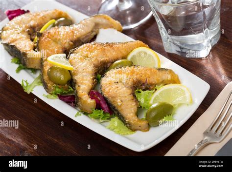 Tasty Fish Dish Roasted Sturgeon Stock Photo Alamy