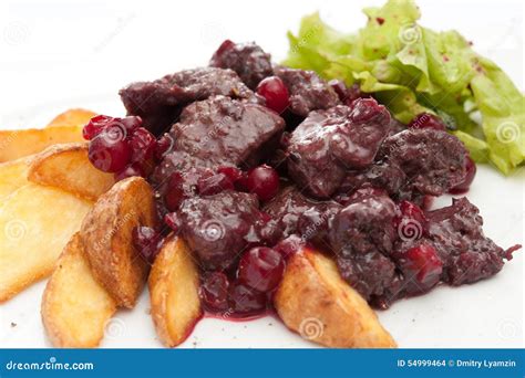 Roast deer stock photo. Image of beans, meat, fresh, green - 54999464