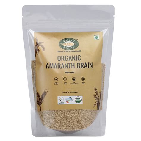 Millet Amma Organic Amaranth Grain 1kg Unpolished High In Protein