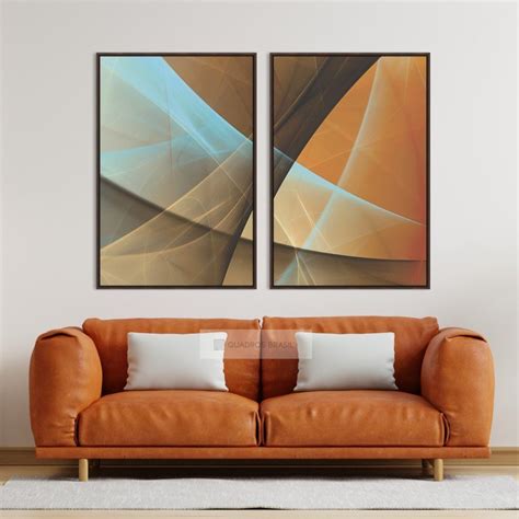 Quadro Decorativo Abstrato Duo Fractal Marrom Moderno Madeiramadeira