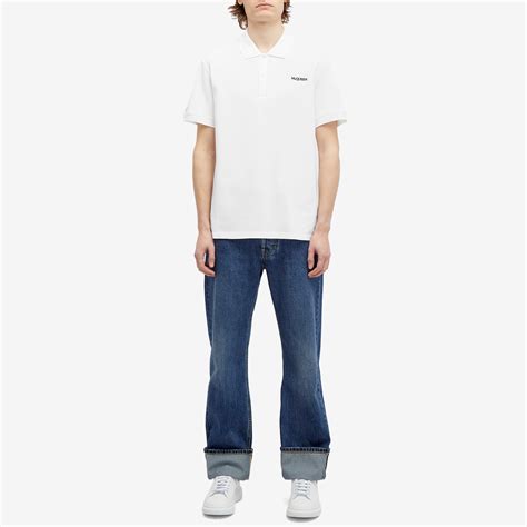 Alexander Mcqueen Embroidered Logo Polo Shirt Optical White End