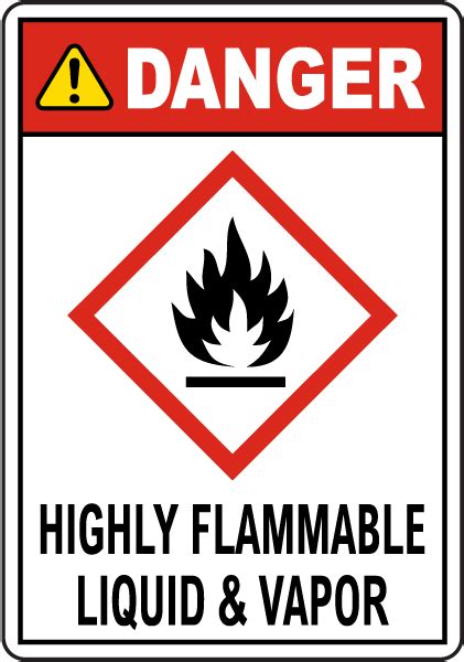 Danger Highly Flammable Liquid And Vapor Ghs Sign Save 10 Instantly