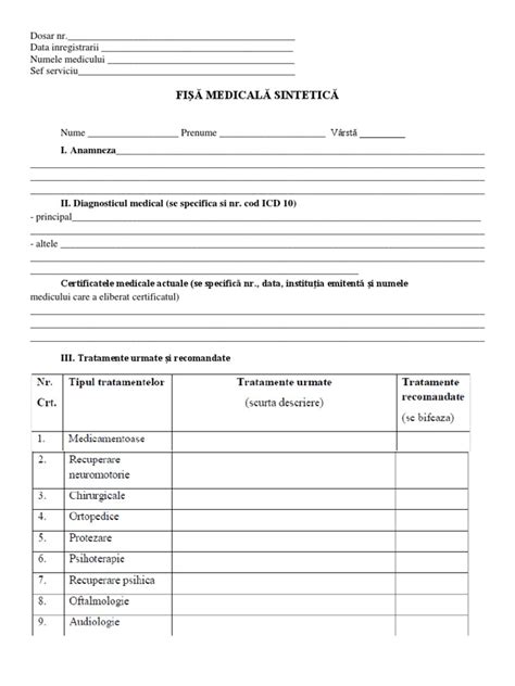 Fisa Medicala Sintetica