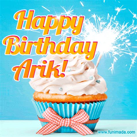 Happy Birthday Arik Elegant Cupcake With A Sparkler — Download On