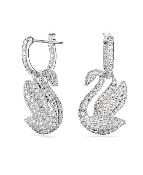 Swarovski Crystal Swan Iconic Swan Drop Earrings In White Lyst