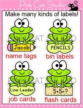 Frog Theme Editable Name Tags by Pink Cat Studio | TPT