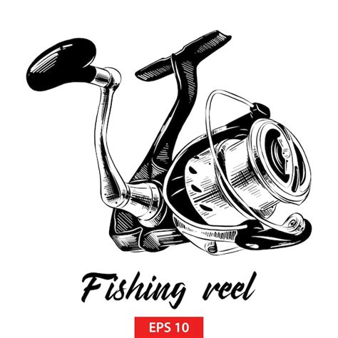 Premium Vector Hand Drawn Sketch Of Fishing Reel In Black