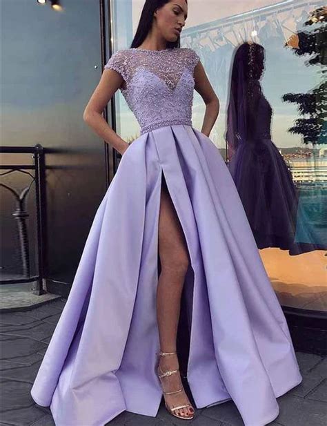 Only 186 99 Lavender Prom Dress Long Jewel Split Beading Evening