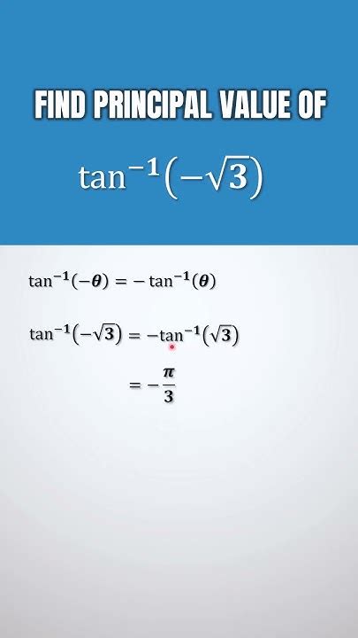 How To Find Principal Value Of Tan Inverse Of Negative Square Root 3 Inverse Trigonometry Class