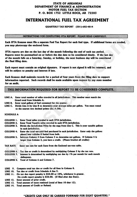 Form Ifta Instructions For Completing Ifta Report Sheet Printable Pdf