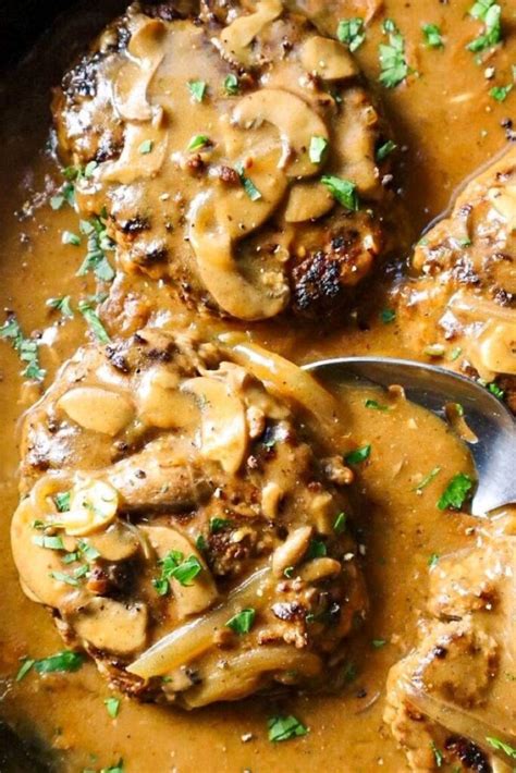 Salisbury Steak With Mushroom Shallot Gravy Must Love Garlic