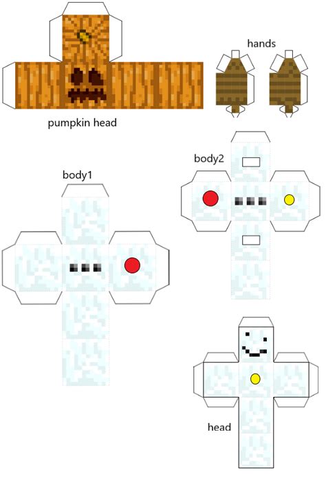 Pixel Papercraft Snow Golem