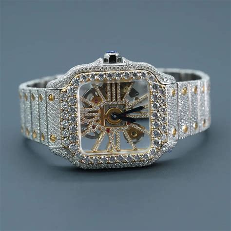 Round Cut Moissanite Men S Watch With Fully Studded Diamond With Fine