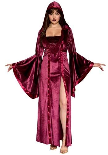 Plus Size Womens Velvet Hooded Renaissance Maiden Costume