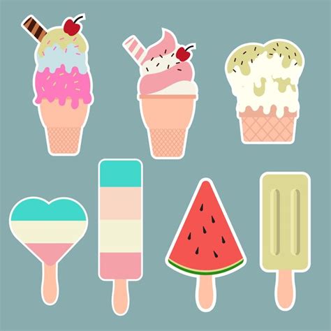 Premium Vector Ice Cream Sticker Collection Pack