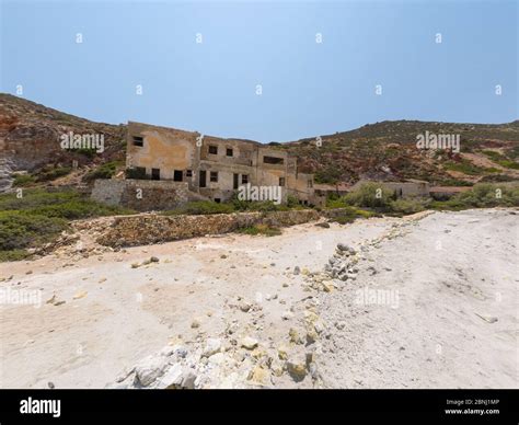 Abandoned Old Sulphur Mines In Milos Island Greece Stock Photo Alamy