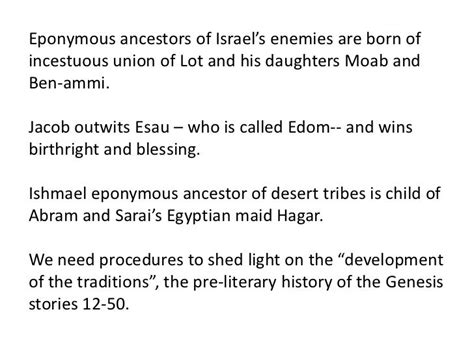 Ancient Israelite Hisory The Patriarchal Period