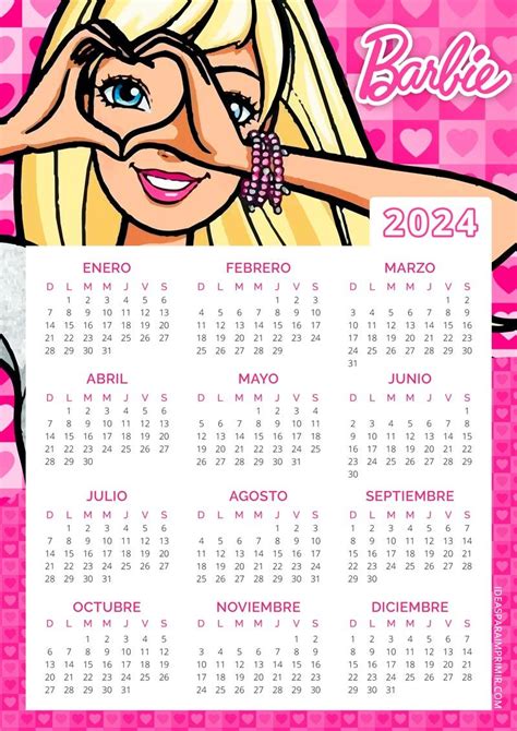 Descargar Archivo De Calendario Barbie Gratis En Imprimir