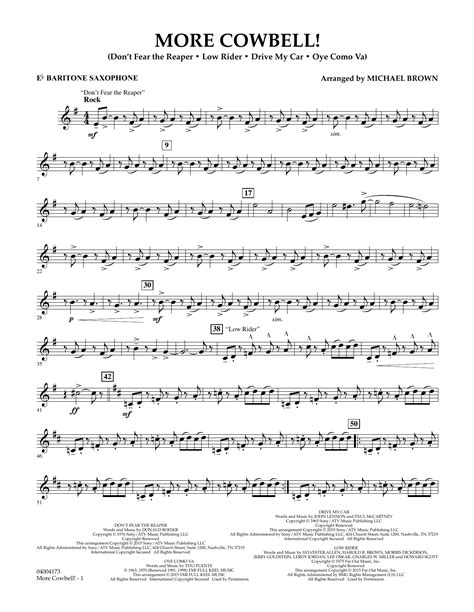 More Cowbell Eb Baritone Saxophone Sheet Music Michael Brown