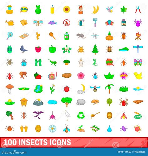 Iconos Fijados Estilo De Los Insectos De La Historieta Ilustraci N