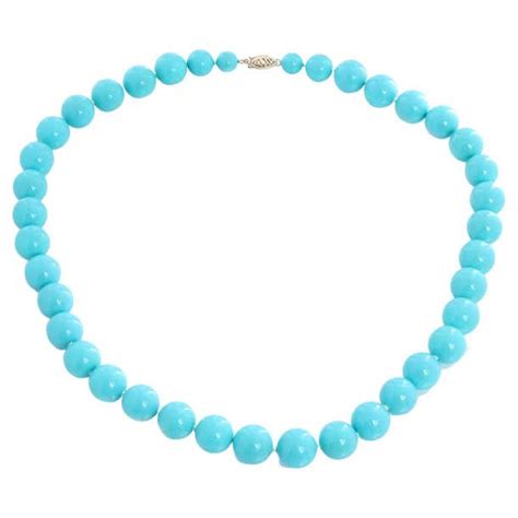 Turquoise Color Bead Necklace For Sale at 1stDibs