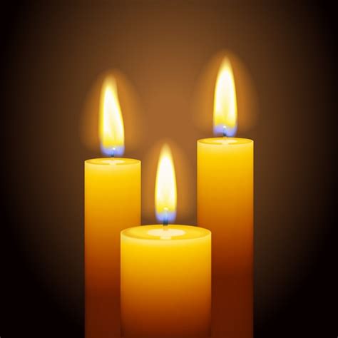 Premium Vector Set Of Three Burning Candles