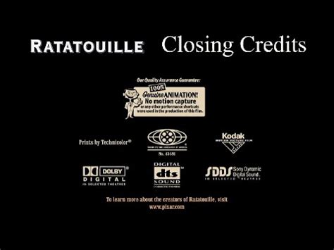 Ratatouille End Credits YouTube