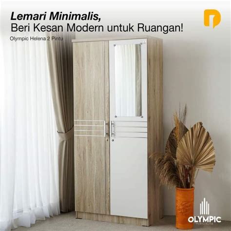 Lemari Kayu Olympic Helena 2 Pintu Particle Board Lazada Indonesia