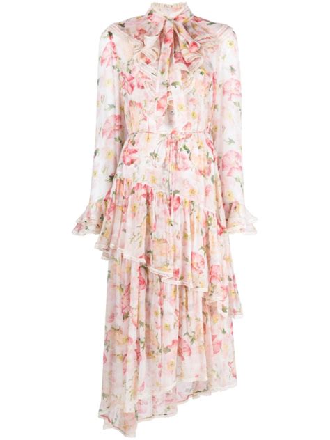 Платья для коктельных вечеринок ZIMMERMANN Coaster tiered silk chiffon