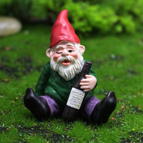 8pcs Miniature Resin Garden Gnomes Mini Drunk Gnome Figurines With