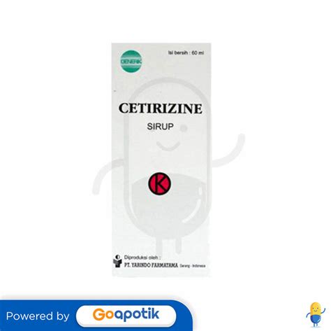 Cetirizine Hcl Yarindo 1 Mg Ml Syrup Botol 60 Ml Kegunaan Efek Samping Dosis Dan Aturan Pakai