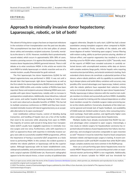 Pdf Approach To Minimally Invasive Donor Hepatectomy Laparoscopic