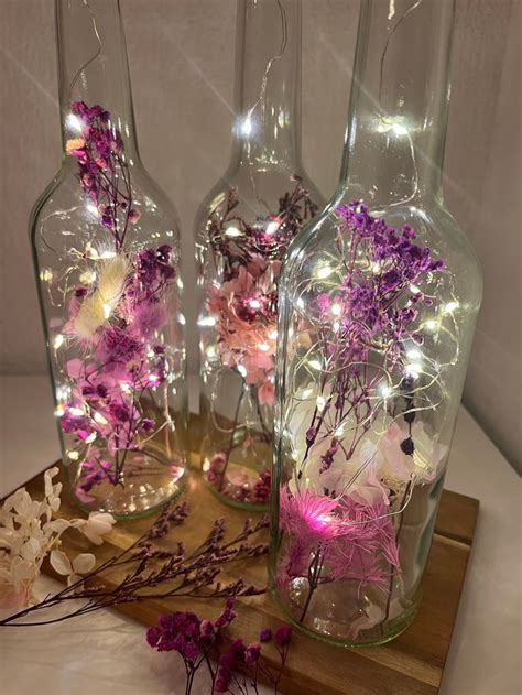 Flower Bottle Light Bottle With Dried Flowers And Led Light Wire Gift