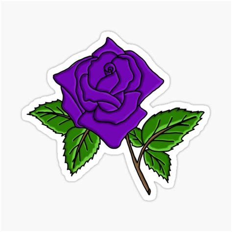 Hand Drawn Purple Rose Sticker For Sale By Aliceparminter Redbubble