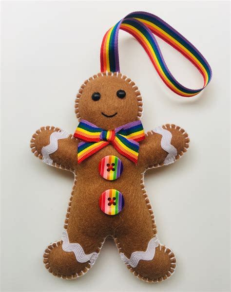 Rainbow Gingerbread Man Christmas Gay Pride Felt Hanging Etsy Ireland