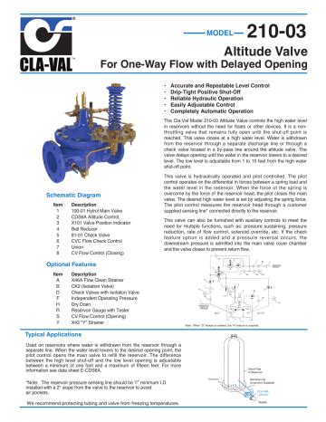 Cla Val Altitude Valve Data Sheet Manualzz