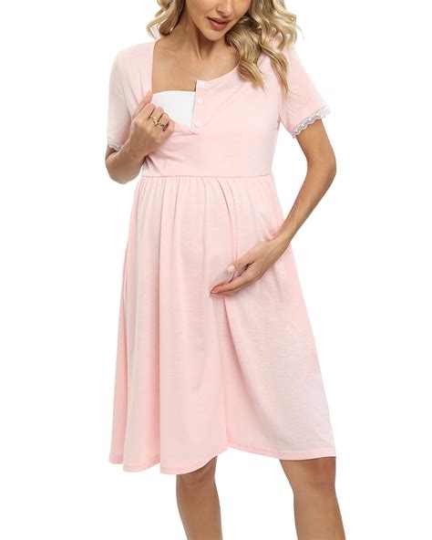 Women S Button Down Maternity Sleepwear Nursing Nightgown Labor