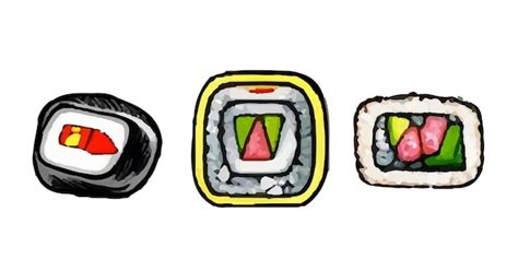 Premium Vector Sushi Roll Icon Set