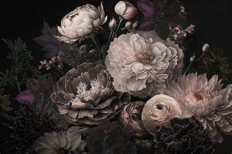 Gothic Flower Wallpaper | Moody Flowers Gothic Aesthetic Wall Art - Happywall