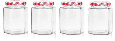 LEXICO Crystal Clear Hexagon Shaped Glass Jar For Storage Of Spices And