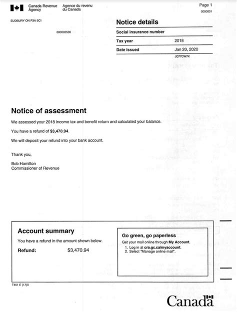 Notice Of Assessment CRA Arise