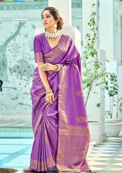 Lavender Kanjivaram Silk Saree Sarees By Muhurat