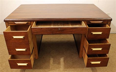 Mid Century Modern Walnut Executive Desk With Pull Out Shelves At