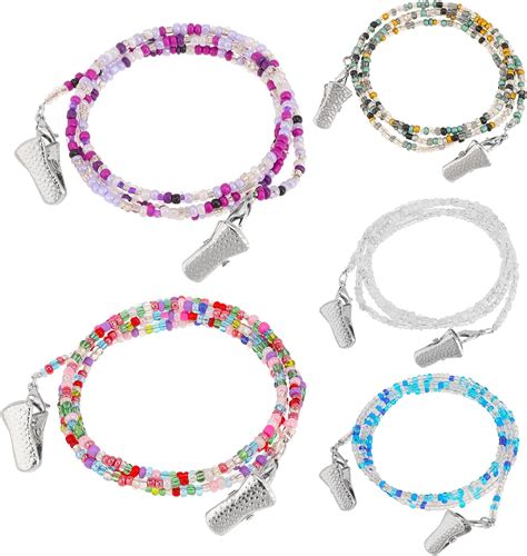 Pcs Eyeglass Chains Clip Holder Colorful Spectacles Cord Bead Beaded