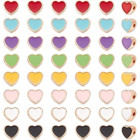 Amazon Arricraft 80 Pcs Heart Beads 8 Colors Alloy Enamel Heart