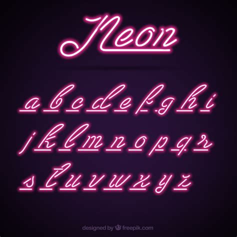 Free Vector Purple Neon Alphabet