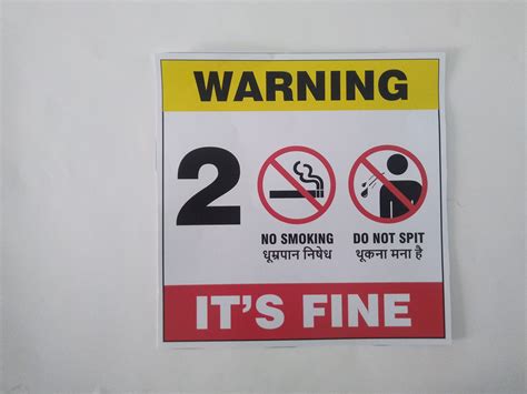 Buy Ns Inventiveness Safety Sign Board 200 Fine No Smoking Do Not