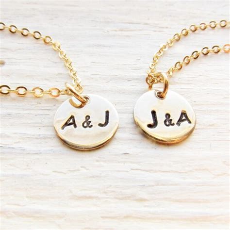 Couples Necklace Initials Set Two Silver Initial Necklaces Etsy